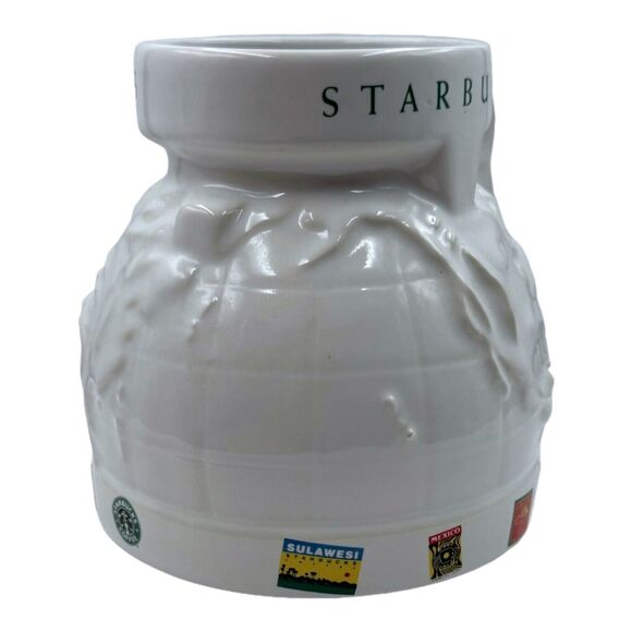 Vintage 1997 Starbucks Mug AROUND THE WORLD Embossed Ceramic Globe Lid Travel - Picture 3 of 16